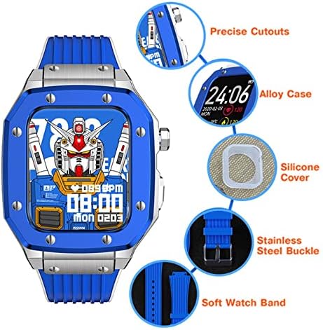 רצועת מארז שעון סגסוגת Dzhtus רצועת Apple Watch Series 7 6 5 4 SE 45 ממ 42 ממ 44 ממ מתכת יוקרה גומי