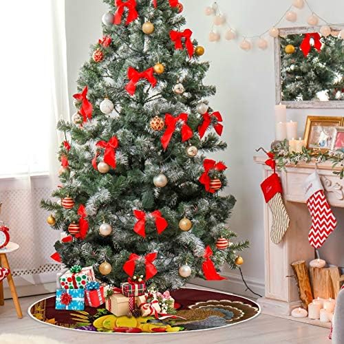 קישוט חצאית עץ חג המולד של Alaza, קישוט חצאית מיני עץ מיני קטן 35.4 אינץ 'עם חג ההודיה עם ירקות וטורקיה