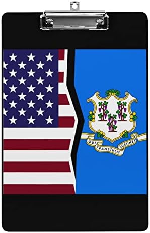 אמריקאי וקונטיקט מדינת דגל קשה פלסטיק לוח לוח קשיח אקריליק לוחות עם נמוך פרופיל קליפ סטנדרטי 4 מכתב