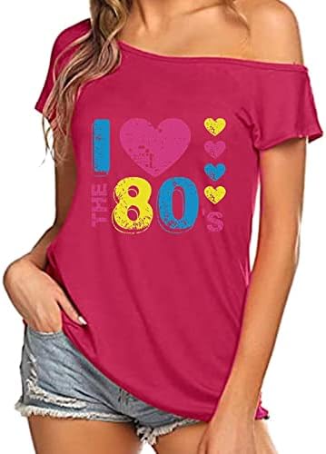סקסי למעלה נשים קיץ סתיו קצר שרוול 2023 כתף אחת לב אהבה גרפי למעלה חולצה עבור בנות ג3 ג3