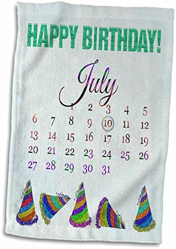 יום הולדת 3 דרוז ב -10 ביולי, נצנצים נראים יום הולדת שמח וכובעים צבעוניים - מגבות