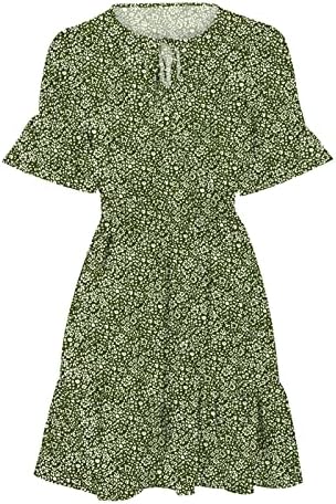שמלת פרע פרעה של Lcziwo לנשים שרוול קצר שמלות מותן מזדמן עניבה נדנדת הדפס פרחוני צוואר נדנדה א-קו שמלה