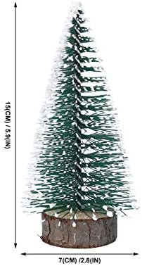 Doitool 6 pcs מיני ארז לבן עצי חג המולד עצי מברשת בקבוק עצי מברשת פלסטיק קישוטי שלג חורפי