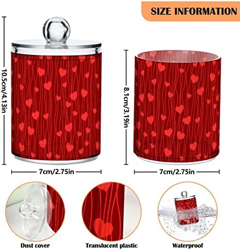 Alaza 4 Pack QTIP Bolder Dispenser Love Heart 4 Canisters מארגן אמבטיה לכדורי כותנה/ספוגיות/רפידות/חוט