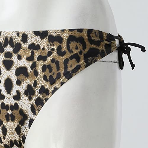 כיסוי מכנסיים של Fulijie לנשים בגדי ים נשים Seaxy Leopard הדפס ביקיני תחתיות עניבה בצד לבוש חוף ברזילאי