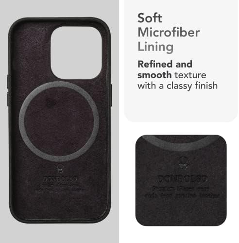 Donbolso iPhone 14 Pro עור מארז - מארז אייפון של אפל בשחור וינטג ' - תואם ל- Magsafe - הגנת מסך שפתיים