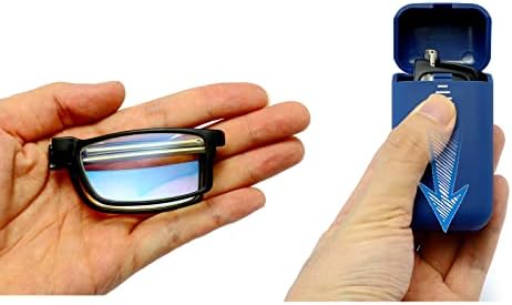 מתקפל קריאת משקפיים קומפקטי נייד קוראי כחול אור חסימת עבור גברים נשים מחשב קוראי 2 חבילה במקרה 1.5