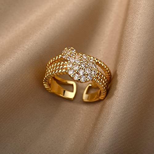 ויאלמה זירקון מעגל פתוח טבעות לנשים קריסטל זהב אצבע קסם מתכוונן טבעת חתונה ולנטיין תכשיטים-89969