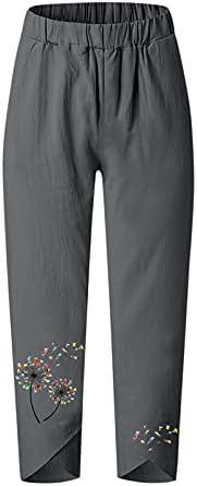 מכנסי קפרי פשתן כותנה נשים לנשים מכנסי קאפרי קיץ מזדמנים עם כיסים רופפים בכושר בוהו מכנסי חוף נוחים