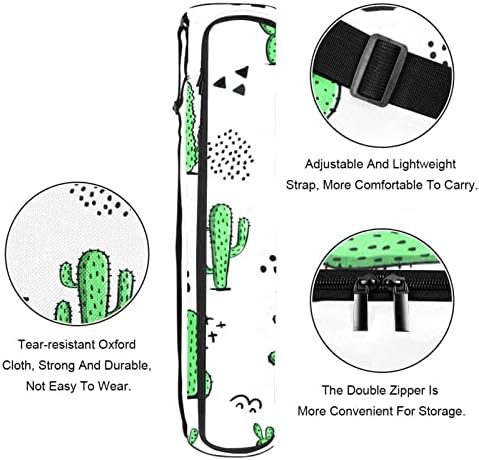 קקטוס ואלמנטים מופשטים יוגה מחצלת תיק עם רצועת כתף יוגה מחצלת תיק חדר כושר תיק חוף תיק