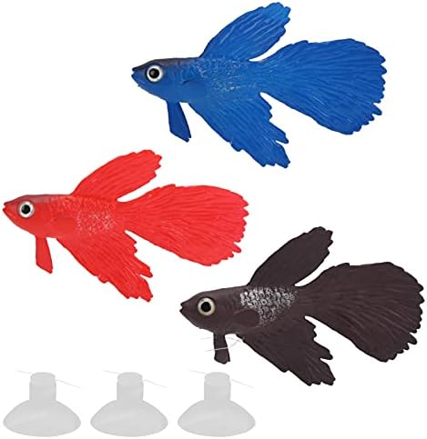 Tnfeeon 3 חלקים כמו קישוט מיכל דגים אקווריום אקווריום, סיליקון ידידותי לסביבה דג זהב צבעוני דג מזויף