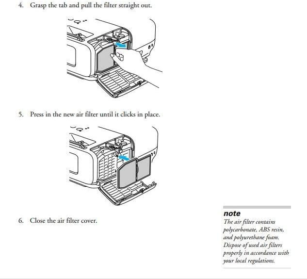 מסנן אוויר של מקרן החלפת AWO עבור EPSON ELPAF22 / V13H134A22 EB-824H, EB-825HV, EB-826WVH, EB-84HE,