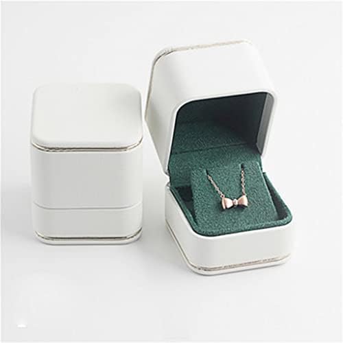 SawQF PU עור עגיל תליון אריזת אריזת תכשיטים לחתונה טבעת מארז אחסון מתנה עם קווי זהב