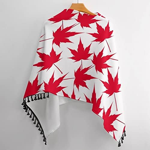 קנדה אדום מייפל עלים נשים של רטרו סגנון גלישת קייפ אלגנטי צעיפי פונצ ' ו עם ציצית