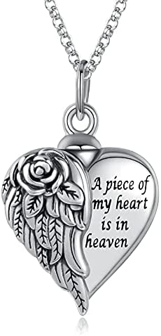 925 סטרלינג כסף מלאך כנף לב כד תליון שרשרת עבור אפר-חתיכה של שלי לב הוא בשמים זיכרון מזכרת תכשיטי שריפת