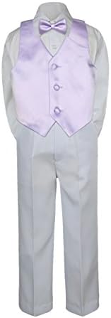 Leadertux 4PC בנים קטנים פורמליים ערכות עניבת פרפר אפוד זהב מערכות מכנסיים לבנים חליפות S-7