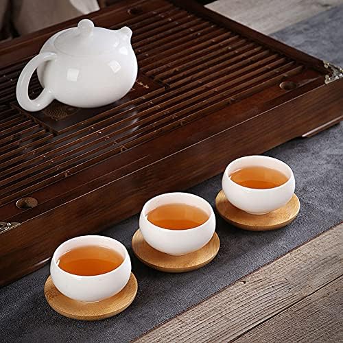6 יחידות במבוק כוסות תה תחתיות עגול צלוחית עגול צלוחית רכבת כוס מגש מיני מנה להגנה על שולחן השולחן