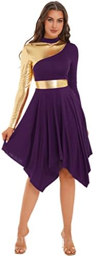 ג'ווואה נשים שמלת ריקוד מתכתית משמלה שרוול ארוך פולחן ליטורגי לבגדי ריקוד ליריים שמלת שמלת חלוק כנסייה