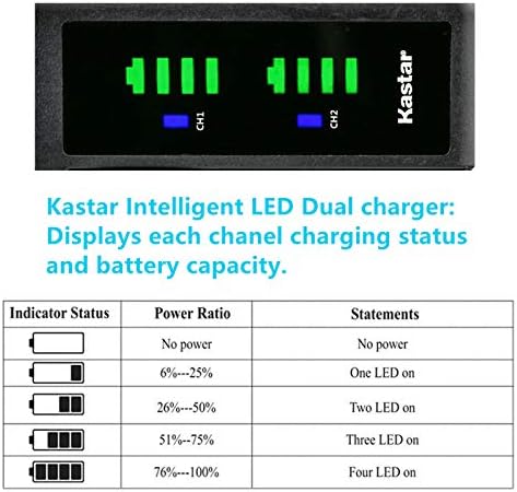 סוללת KASTAR 1-PACK CGR-D08S סוללה ו- LTD2 מטען USB תואם ל- PANASONIC NV-M20, NV-MD9000, NV-MG3, NV-MX3EN,