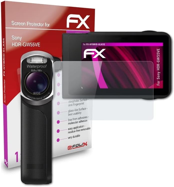 אטפולקס סרט מגן על זכוכית פלסטיק תואם למגן זכוכית Sony HDR-GW55VE, 9 שעות מגן מסך זכוכית היברידי FX