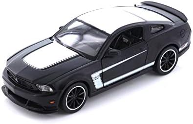 מכונית דייקאסט עם ויטרינה - 2012 פורד מוסטנג בוס 302 טופ קשיח, שחור עם לבן-ראווה 34269-1/24 מכונית צעצוע
