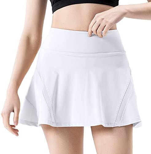 IIUS חצאיות אימון מותניים גבוהות עם מכנסיים קצרים נשים זורמות גולף זורמות 2 ב 1 מיני חצאית מריצה מכנסיים