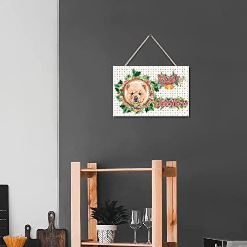 שלטי חג מולד מעץ כלב חמוד הולי זר עץ רטרו עץ חג המולד תלה עיצוב לסלון דלת קיר בית קיר 4 x 6