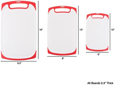 חיתוך לוח סט - 3 חתיכה פלסטיק מטבח קיצוץ לוחות לבישול מזון הכנה עם מיץ חריץ על ידי קלאסי מטבח