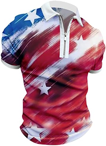 חולצות פולו דגל אמריקאי לגברים 4 ביולי חולצות טריקו פטריוטיות קיץ מזדמן טוניקות וינטג 'שרוול קצר