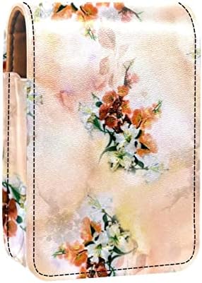 מיני איפור תיק עם מראה, מצמד ארנק מעוור שפתון מקרה, בציר מופשט שושן ורוד פרח
