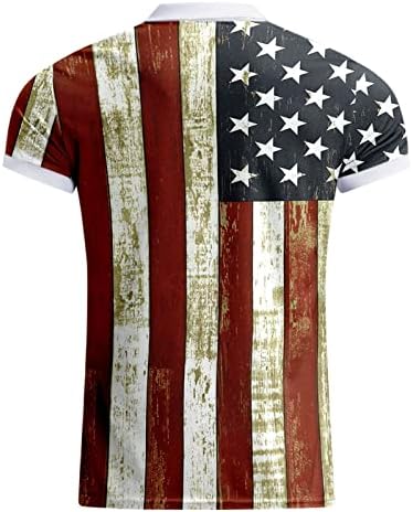 XXBR Mens Mens חולצות פולו פטריוטיות, 4 ביולי וינטג 'דגל אמריקאי 1/4 צווארון צווארון צווארון קיץ חולצת