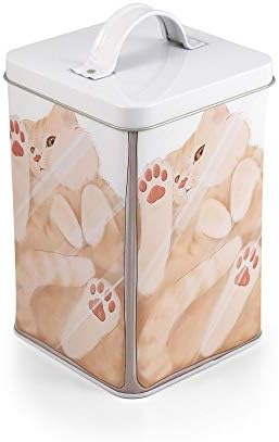טוינק חתול בקופסא אחסון פח / מיכל אחסון מזון ממתכת / מיכל אחסון מזון מושלם לחתול או מיכל תה / מידות