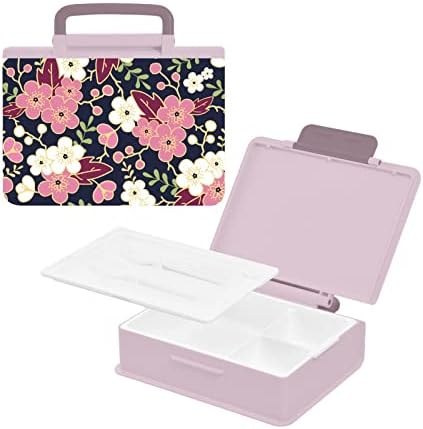 פרחי פריחת דובדבן של Alaza Flroal Sakura Bento Bento קופסת ארוחת צהריים ללא BPA מכולות ארוחת צהריים