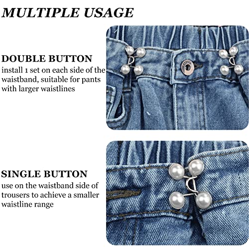 4 מגדיר Pearl Jean כפתור סיכות כפתור אבזם מותניים מתכוונן כפתור כפתור ג'ין ניתנת לניתוק סיכת כפתור ללא