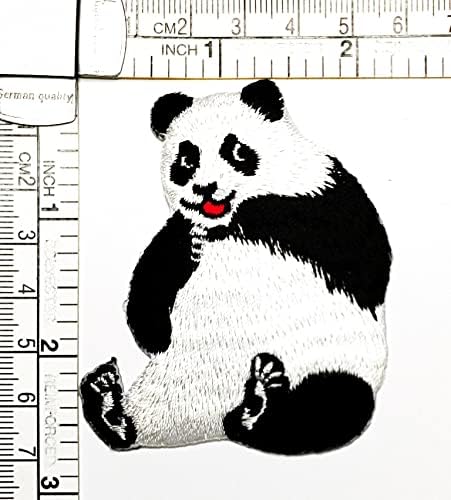 קליינפלוס 3 יחידות. דוב חמוד פנדה קריקטורה ילדים ברזל על תיקוני טבעי חיות פנדה אופנה סגנון רקום מוטיב