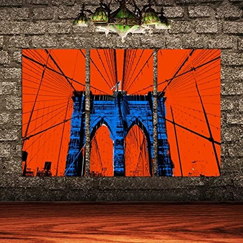אמנות קיר לסלון, ציור שמן על בד גדול ממוסגר ביצירות אמנות נוף של גשר ברוקלין לעיצוב חדר שינה ביתי 24