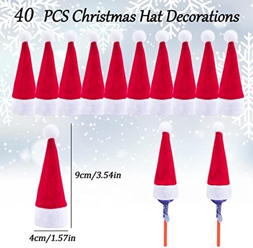 קראפנסי מיני כובעי חג המולד, 40 חתיכות מיני סוכרייה על מקל כובע בקבוקי כיסוי סנטה כובעי עבור בית מסיבת