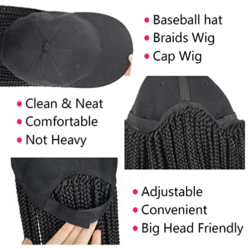 שדרוג ארוך קולעת שיער בייסבול כובע כובע פאה שיער עם קלוע תיבת צמות לנשים כובע עם תוספות שיער עבור שחור