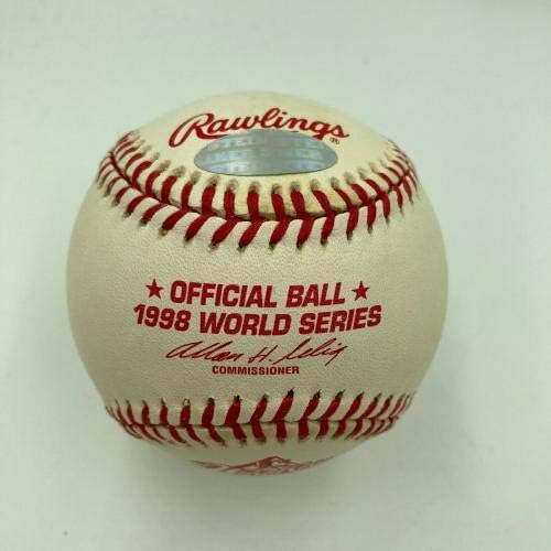 דרק ג'טר חתום על חתימה רשמית משנת 1998 סדרת העולם בייסבול שטיינר COA - כדורי בייסבול חתימה