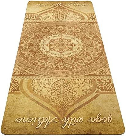 שטיח יוגה מנדלה זהב, מחצלת כושר בהתאמה אישית עם רצועה, מזרן יוגה חם נגד החלקה, 27 איקס 72 , י-58