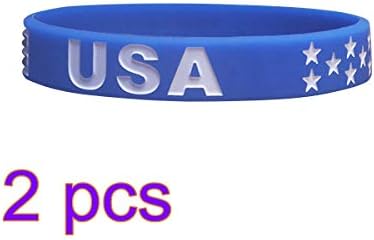 AMOSFUN 2 PCS אמריקה דגל לאומי צמיד כף היד ספורט צמיד סיליקון צמיד דגל קלאסי