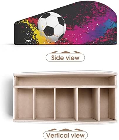 התזות צבעוניות עם כדור כדורגל מחזיק בשלט רחוק PU תיבת מארגן אחסון עור לשולחן העבודה Offce Home