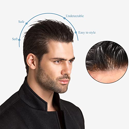 פאה לגברים עור דק במיוחד 0.03 חתיכות שיער עם לולאה לגברים, פאה לגברים של פוריאנג שיער אדם 10 על 7.5,