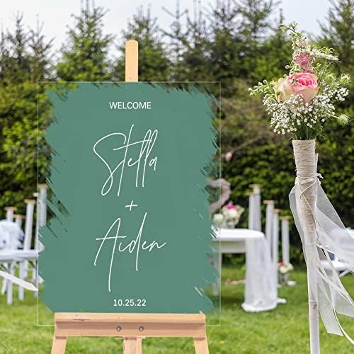 מנטה ירוקה ההתאמה אישית שלט אקרילי חתונה יוקרה חתונה יוקרה שלט ברוך הבא של סימן מסיבת קבלת פנים לחתונה