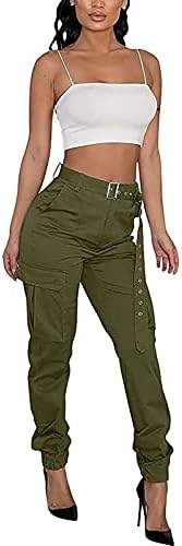 מכנסי טרנינג של מטען לנשים מכנסי מצנח רחבים רחבים לנשים מכנסי עבודה עם בגדי רחוב בכיסים בגדי רחוב