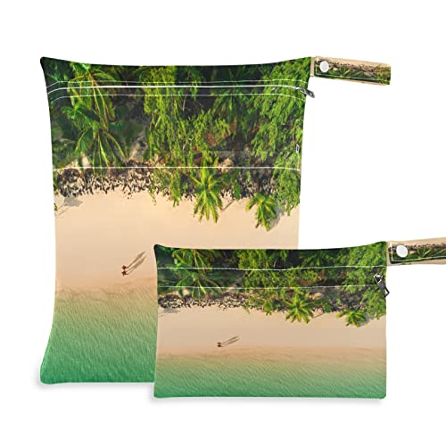 קיגאי 2 יחידות קיץ עץ דקל חוף ים חוף יבש רטוב שקיות יבש לבד חיתול בד.