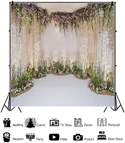 רניס 10 על 10 רגל חתונה פרחי רקע עריסת טקס צבי רומנטי פרחוני וילונות צילום רקע עבור כלה מקלחת ילדי יום