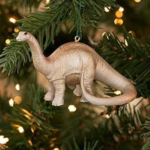 קישוט ברונטוזאורוס חום וכסף קישוט עץ חג המולד קישוט
