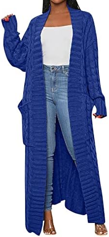 סוודרים לנשים כבל שמנמן סרוג ארוך קרדיגן בתוספת גודל גודל קדמי פתוח מעיל סוודר בגדים חיצוניים עם כיס