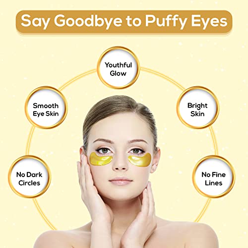 מסכת עיניים מזהב 24 קראט, מתחת לטלאי עיניים, 20 זוגות שקיות עיניים מעגל כהות וטיפולי עיניים נפוחים.
